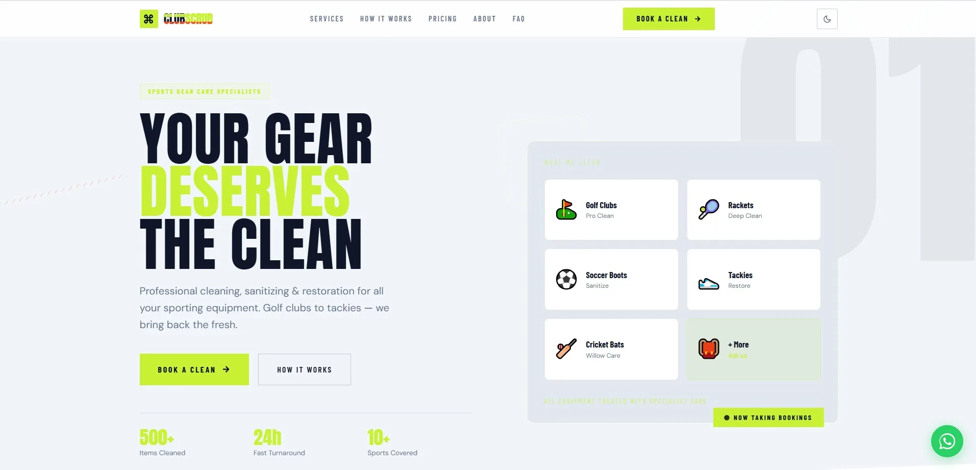 Club Scrub sports gear cleaning service website